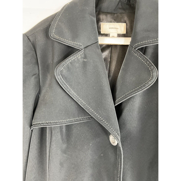 Merona women's XXL lined coat black collar button up long sleeve 2 pockets - Picture 4 of 4